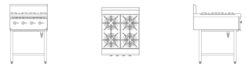 標(biāo)準(zhǔn)款燃?xì)忪易袪t三視圖